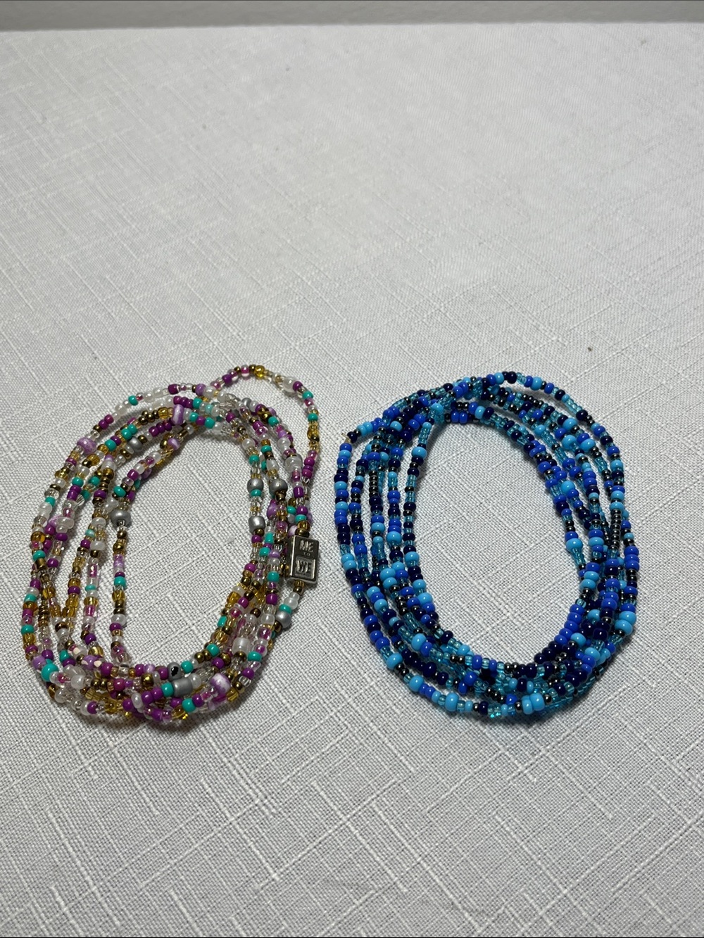 Multicolor and Blue Seed Bead Layered Stretch Bracelets
Set of 2